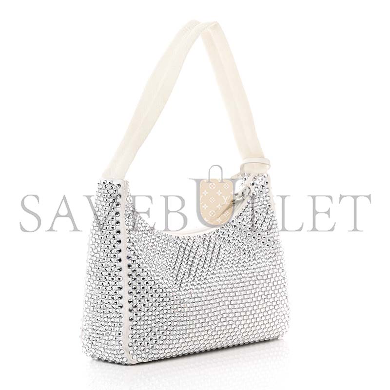 PRADA RE-EDITION 2000 CRYSTAL MINI BAG WHITE 1NE515 (22*17*6cm)